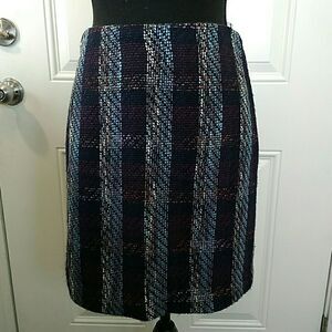 Loft plaid wool blend fully lined skirt